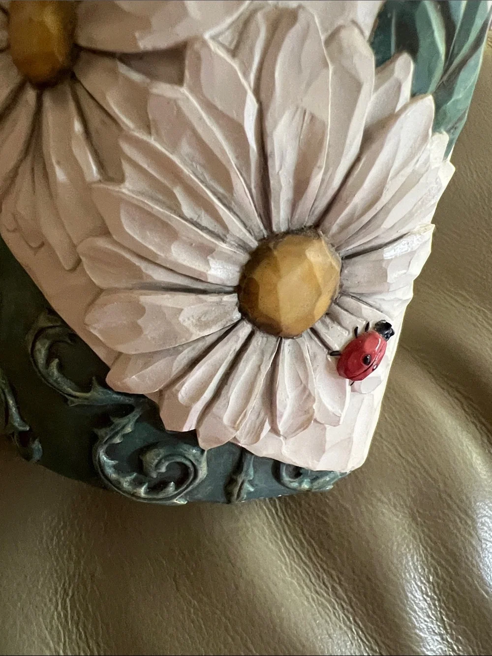 Figurine Decor - White & Teal 'Family' Floral Girl Statue